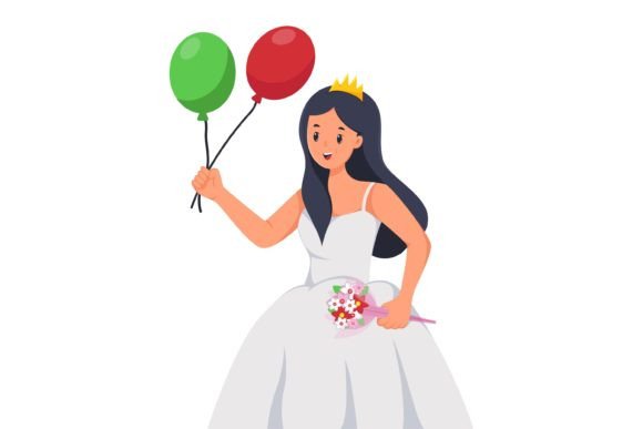 Charming Girl Wedding Design Illustration for Elegant Projects