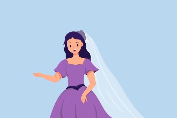 Charming Wedding Brides Character Illustration for Designers