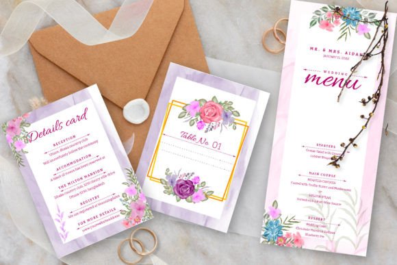 Elegant Watercolor Floral Wedding Set: A Designer's Delight