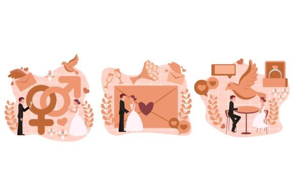 Flat Bundle Wedding Design: A Versatile Illustration Collection