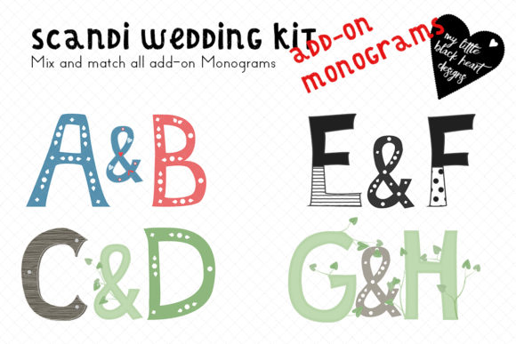 Scand-Wedding Add-on Red & Blue Monogram: A Designer's Delight