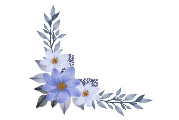 Soft Blue Floral Frame for Wedding Card and Illustration
