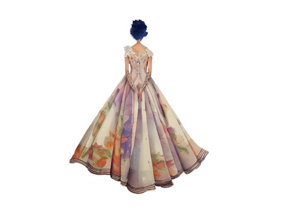 Watercolor Wedding Dress PNG Clipart: Elegant Design Asset