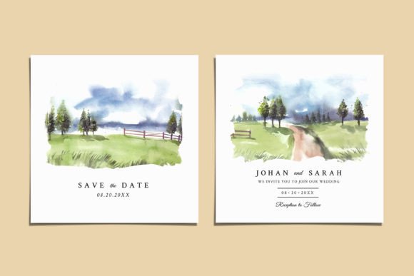 Watercolor Wedding Invitation: Abstract Nature Design