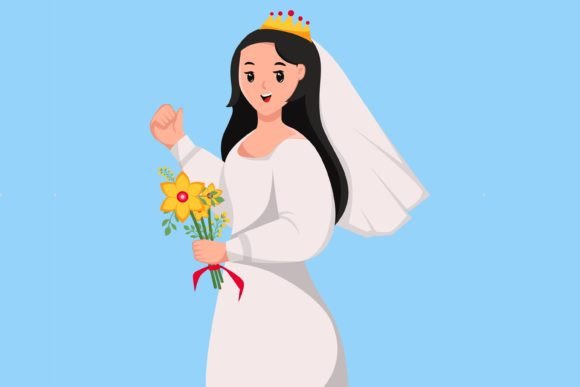 Wedding Dress Girl Design Illustration: A Designer's Dream Vector Asset